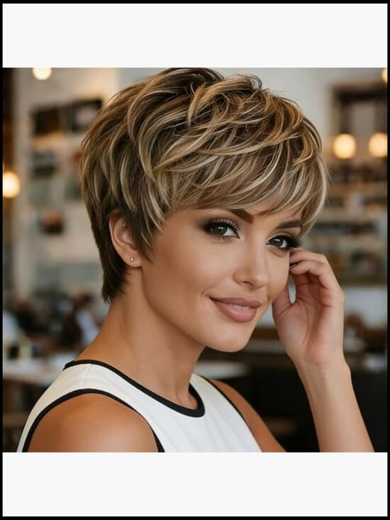 Short Pixie Cut Wig Human Hair Glueless Layered Brazilian Virgin Daily Wear main image 5